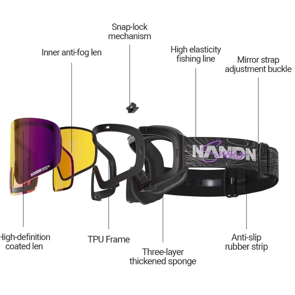 Nanend OTG Ski Goggles Magnetic